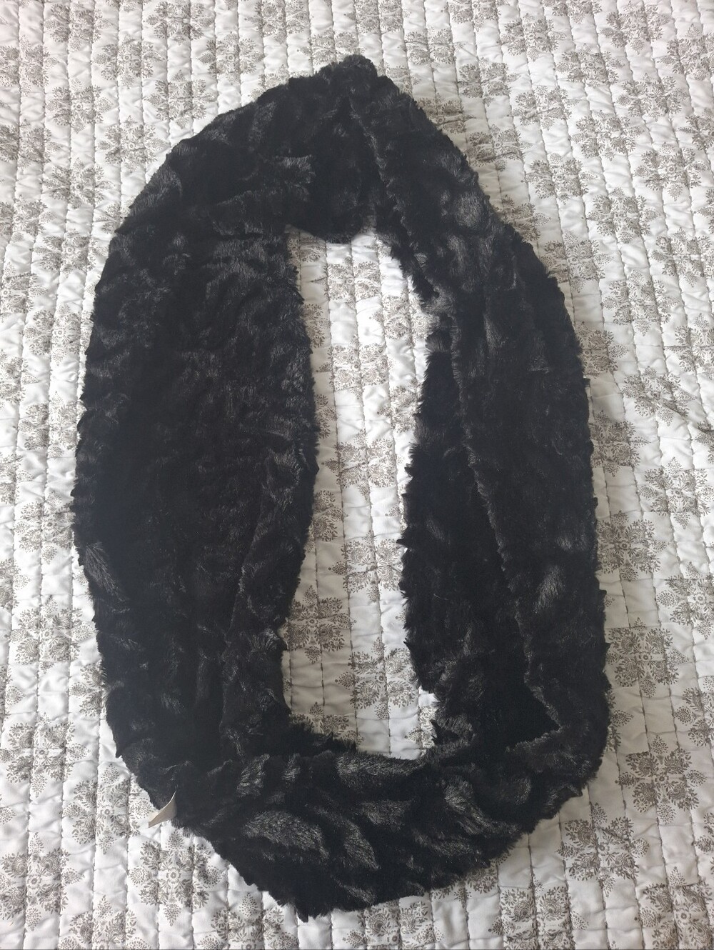Black Faux Fur Infinity Scarf